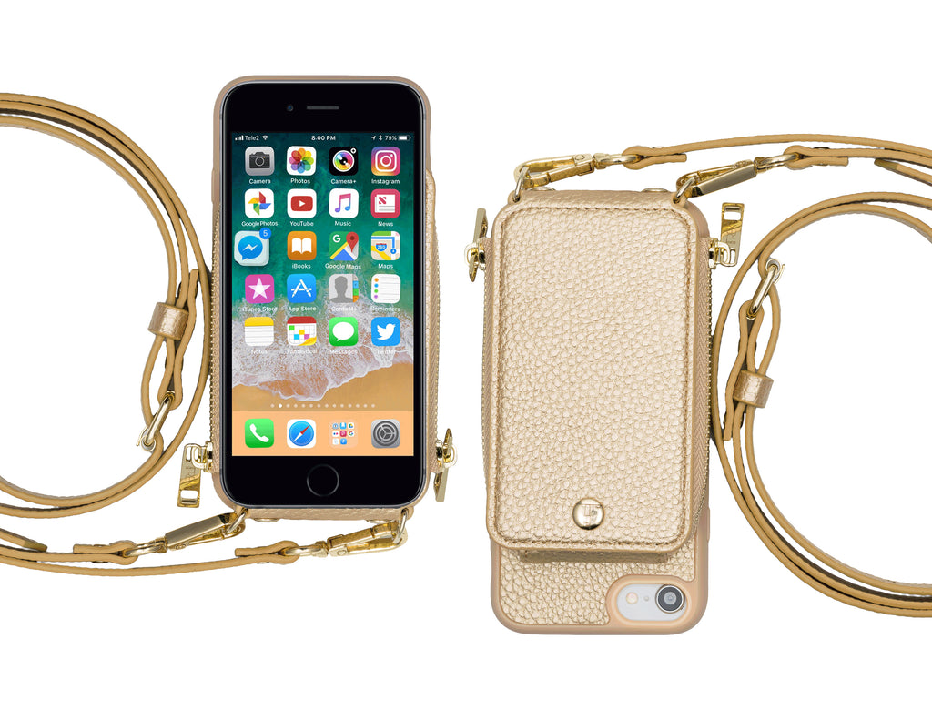 Gold Crossbody TREK™ Compatible with iPhone 6+/7+/8+ - TREK™ tech accessories